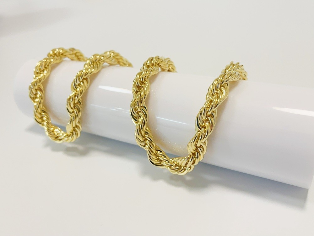10K Yellow Gold 10mm Laser Diamond Cut Rope Chain Necklace Men Women 22″