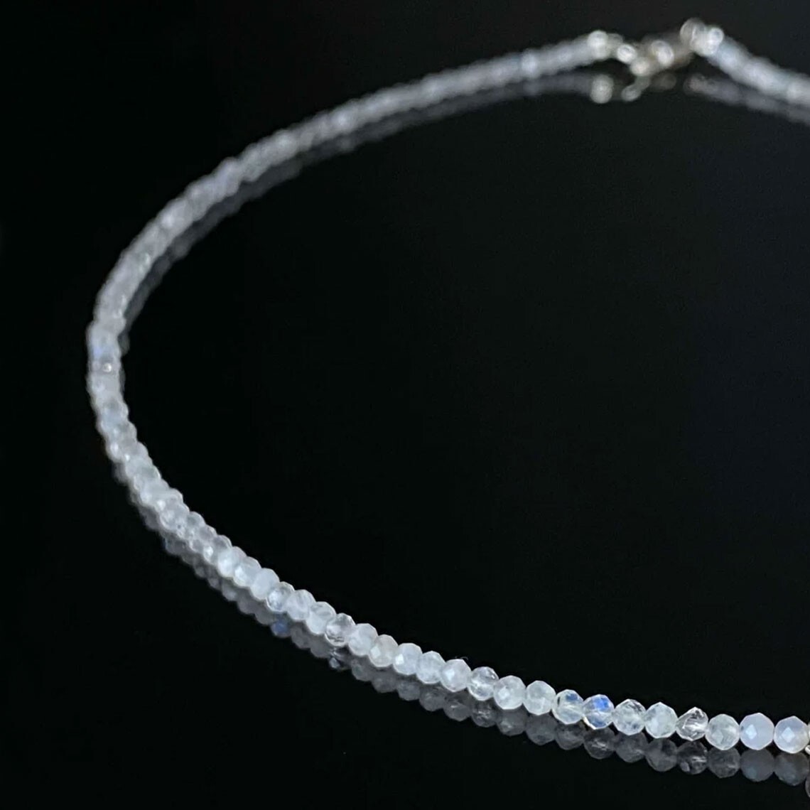 Rainbow Moonstone 2mm Tiny Beaded Choker Healing Dainty Women Boho Necklace Gift