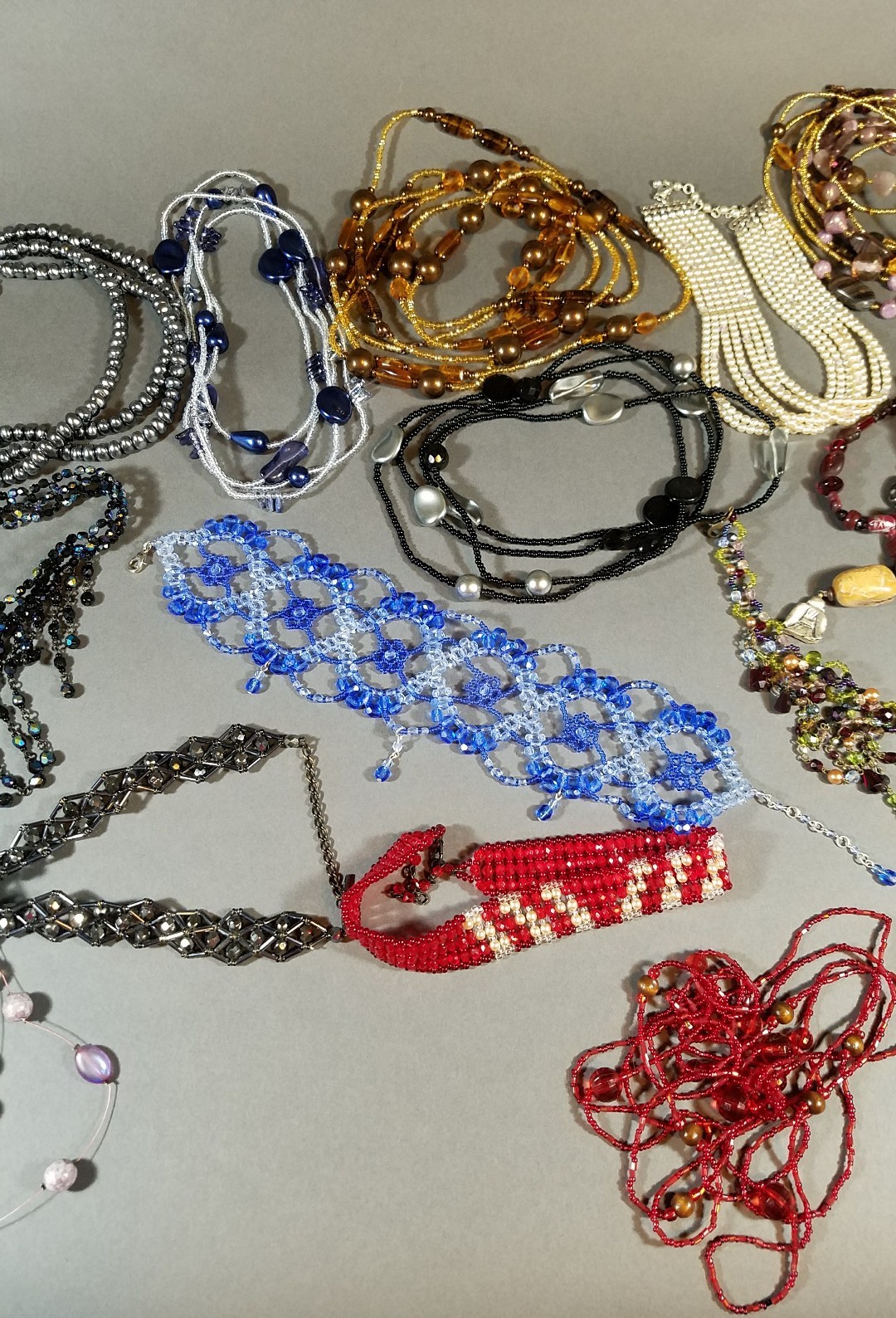 Lot of Mix Fashion Jewelry Necklaces Earrings Belt, wearable, Czech glass beads