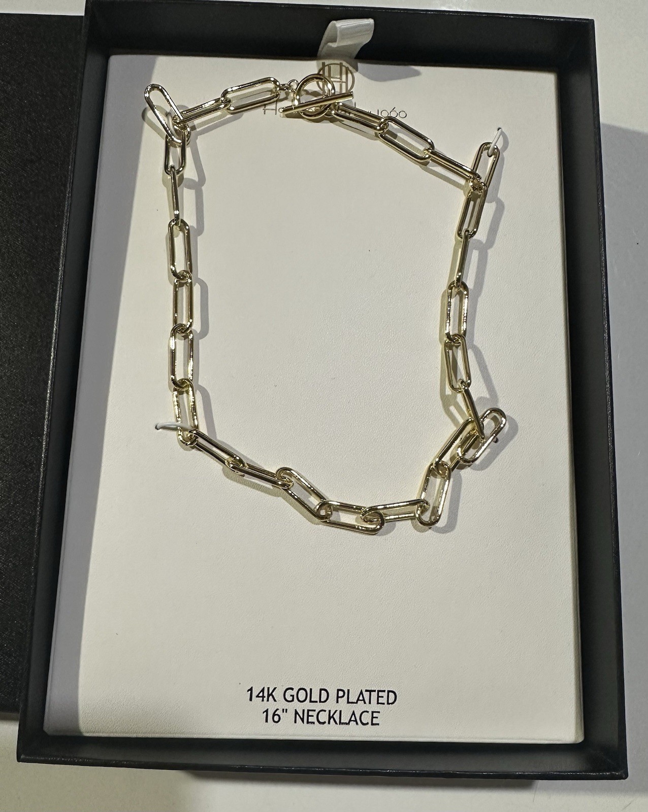 New ! House of Harlow 1960 Gold Paper Clip Necklace 14K Gold Plated