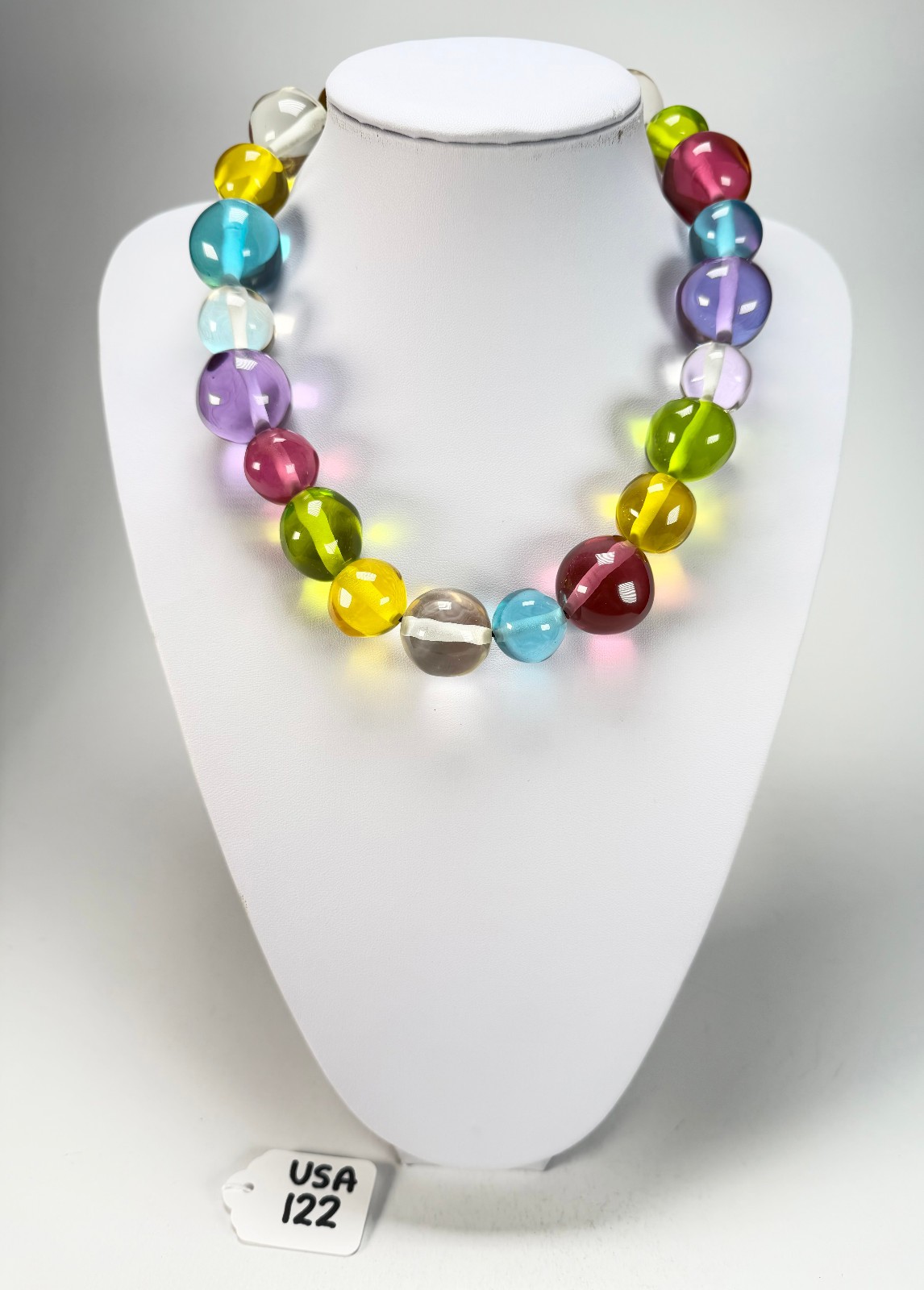 Jackie Brazil “Large Spheres” Transparent Paris Mix Short Abstract Necklace 50cm