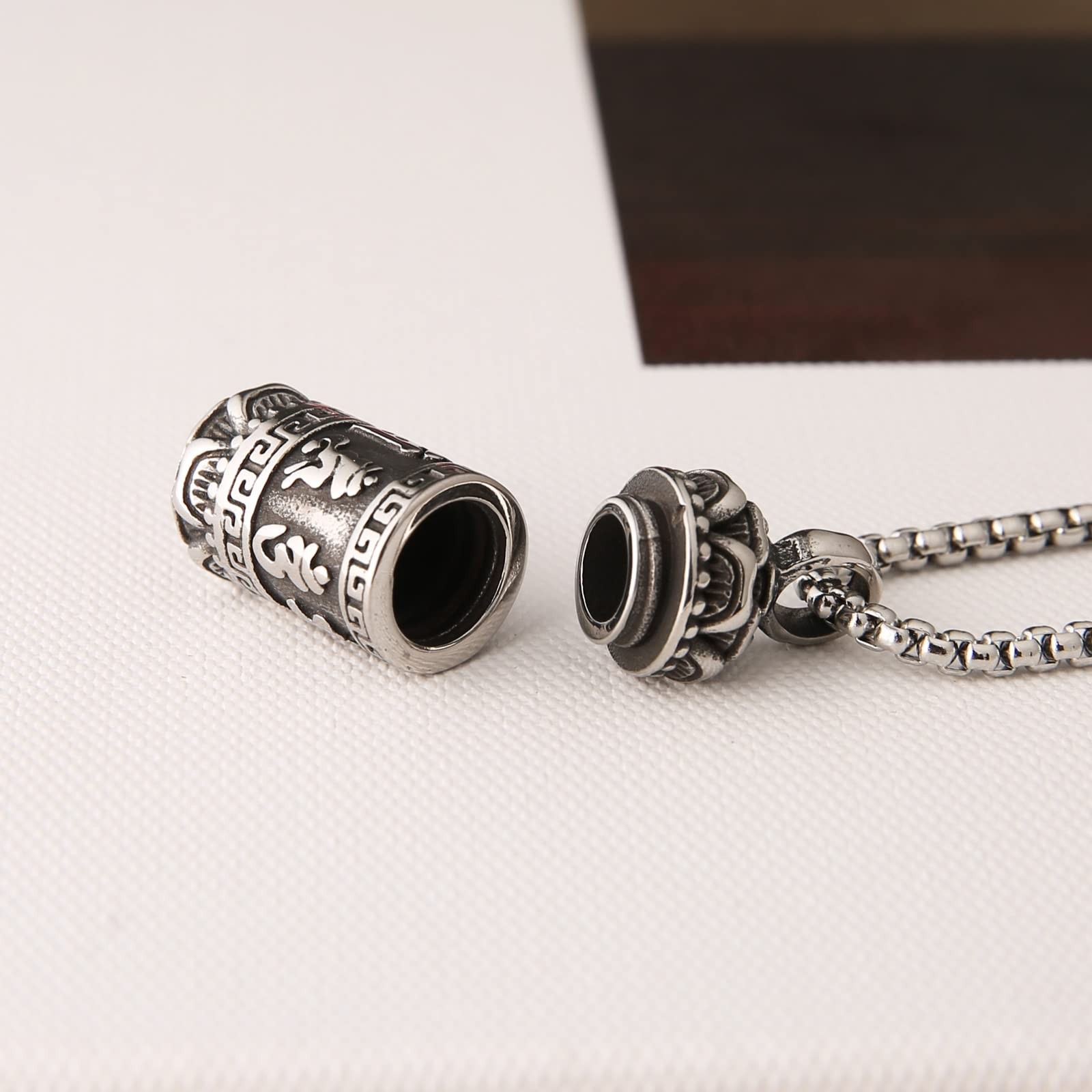 Tibetan Buddhist Meditation Stainless Steel Pendant Memorial Cremation Ash Pi…
