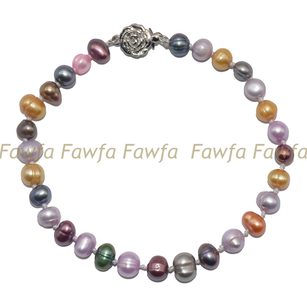Natural Multicolor 6-7mm Freshwater Pearl Necklace Bracelet Earrings Jewelry Set