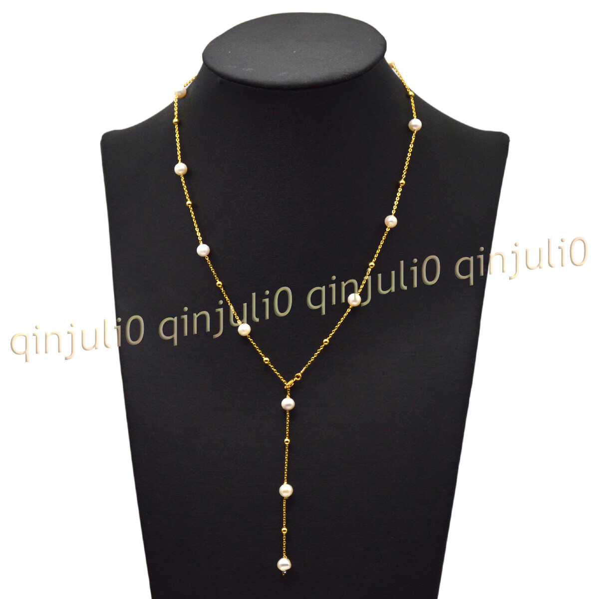 Real Natural 6-7mm White Freshwater Baroque Pearl Necklace Gold Chain 20/32”