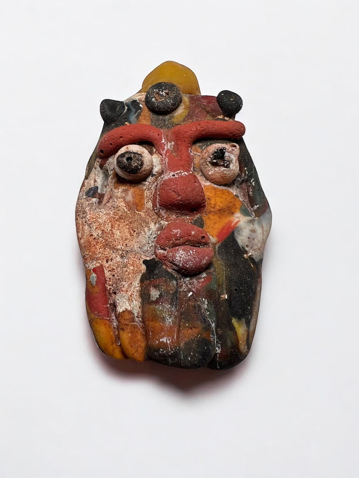 Antique Phoenician Mosaic Glass Face Pendant – Handmade Historical Jewelry