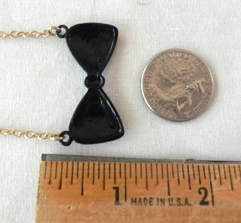 Betsey Johnson Small Black Bow tie Necklace bowtie