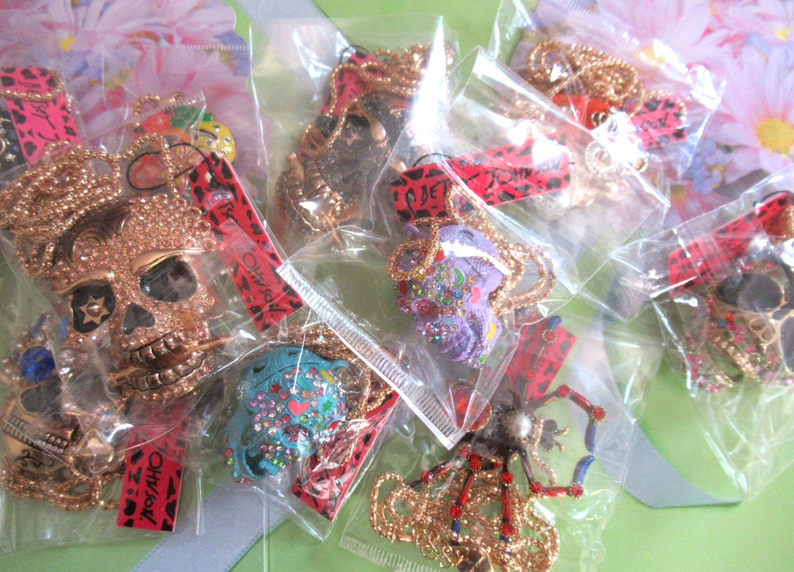 BETSEY JOHNSON Rhinestone Novelty Pendant Necklaces Halloween lot of 9 pcs NWT