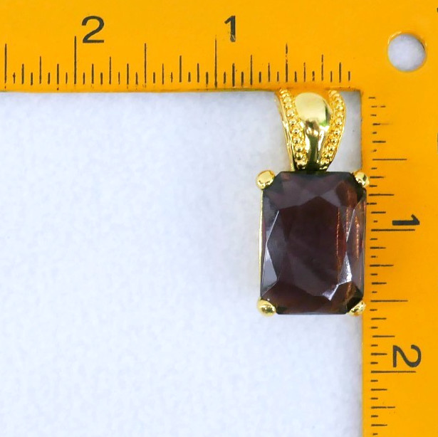 JOAN RiVERS GLAM LARGE FACETED EMERALD CUT AMETHYST GLASS PENDANT 36″ NECKLACE