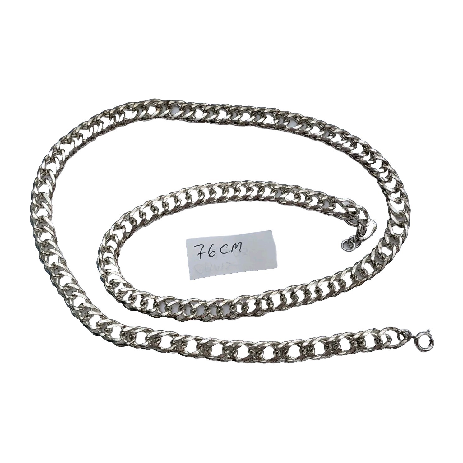 Vintage Heavy Sliver Tone 10mm Wide Flat Curb Link Chain Necklace CBM3-2495