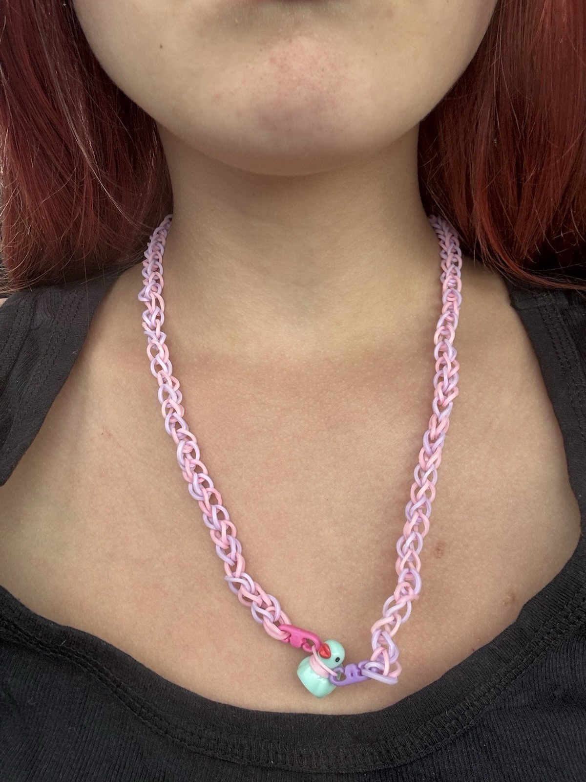 Pink Plastic Cable Chain Necklace with Asymmetrical Charm Pendant