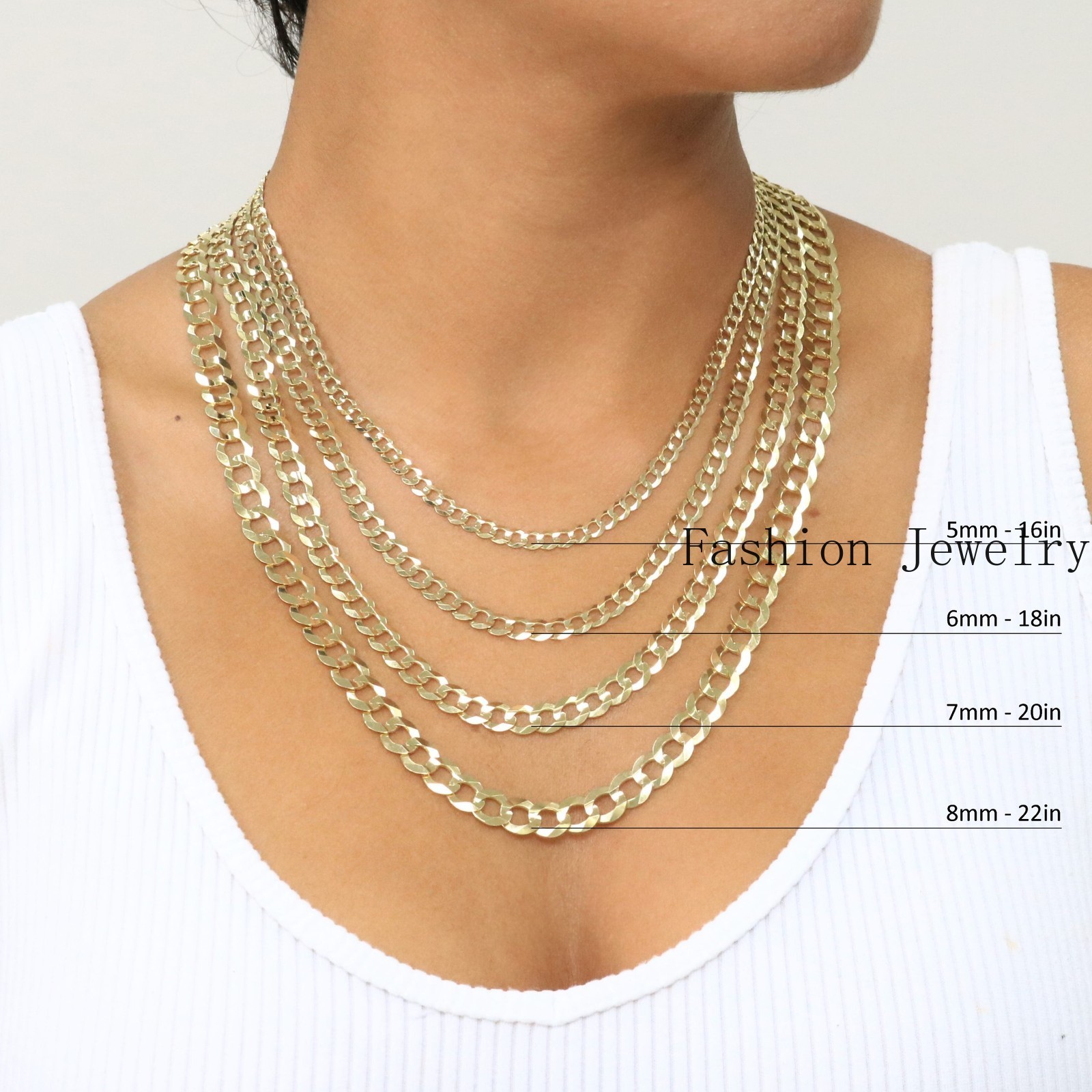 10K Yellow Gold Solid 2mm-12.5mm Cuban Curb Chain Link Pendant Necklace 16″- 30″