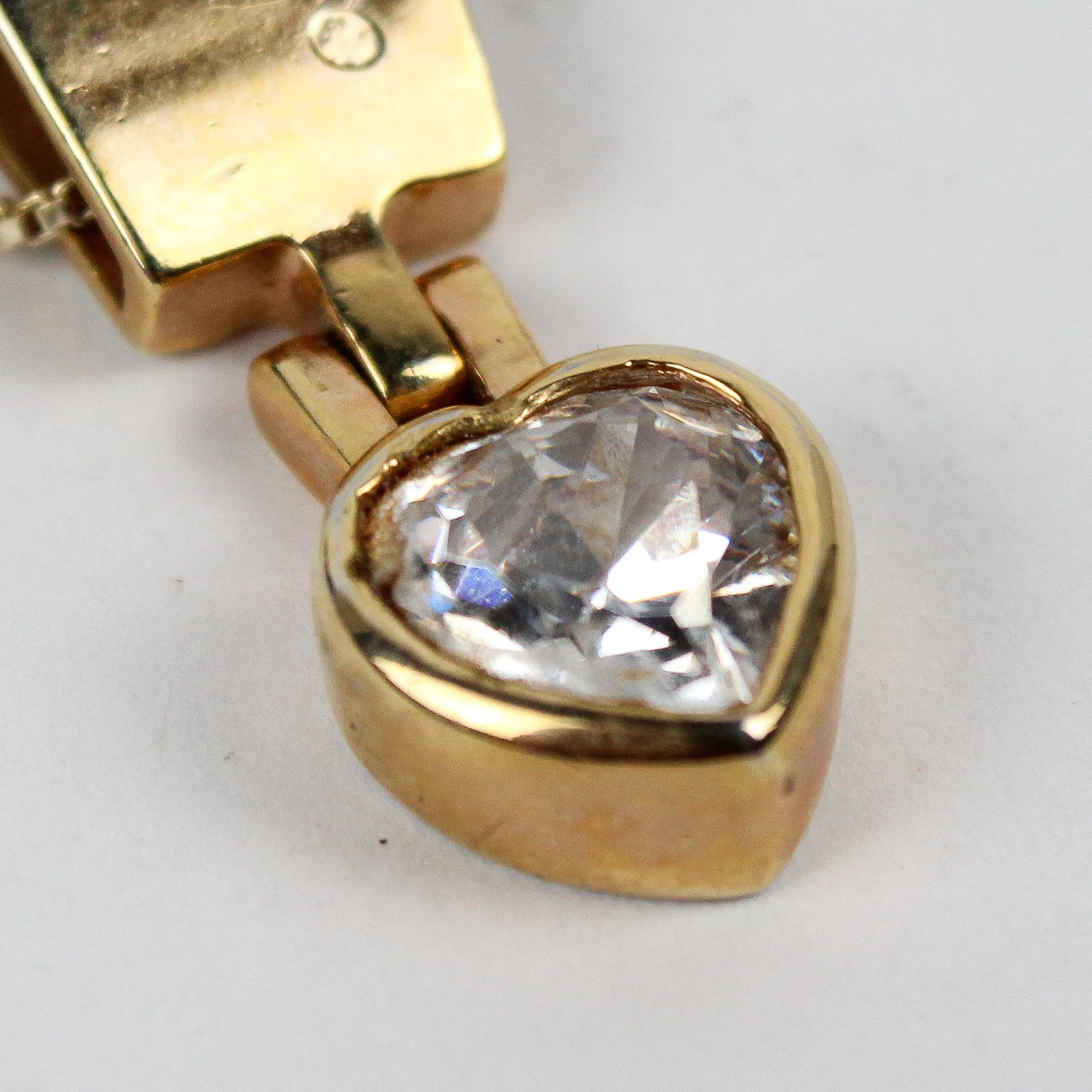 Cubic Zirconia Pendant Heart FAS Designer 925 Italy Necklace 19″ Box Chain Gold