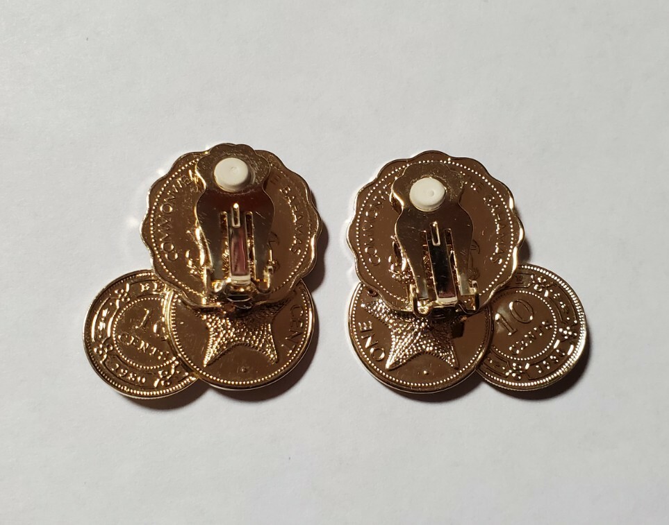 Goldtone Coin Cluster Earrings Great Britain