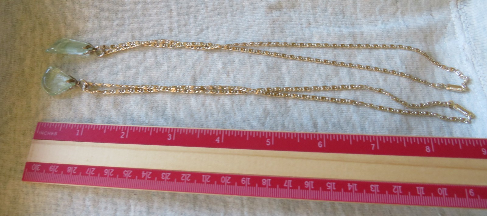 Lot of 2 Clear Glass Beaded Necklaces Silver Tone Chains / Pendants