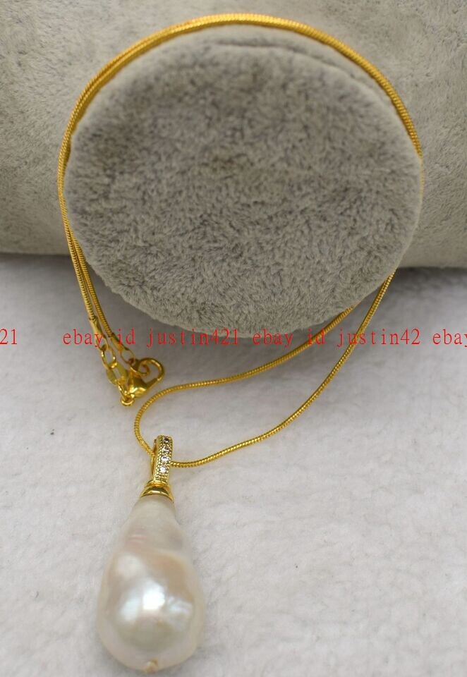 Huge 15x20mm Genuine Natural White Baroque Pearl Necklace Jewelry 16-24 in