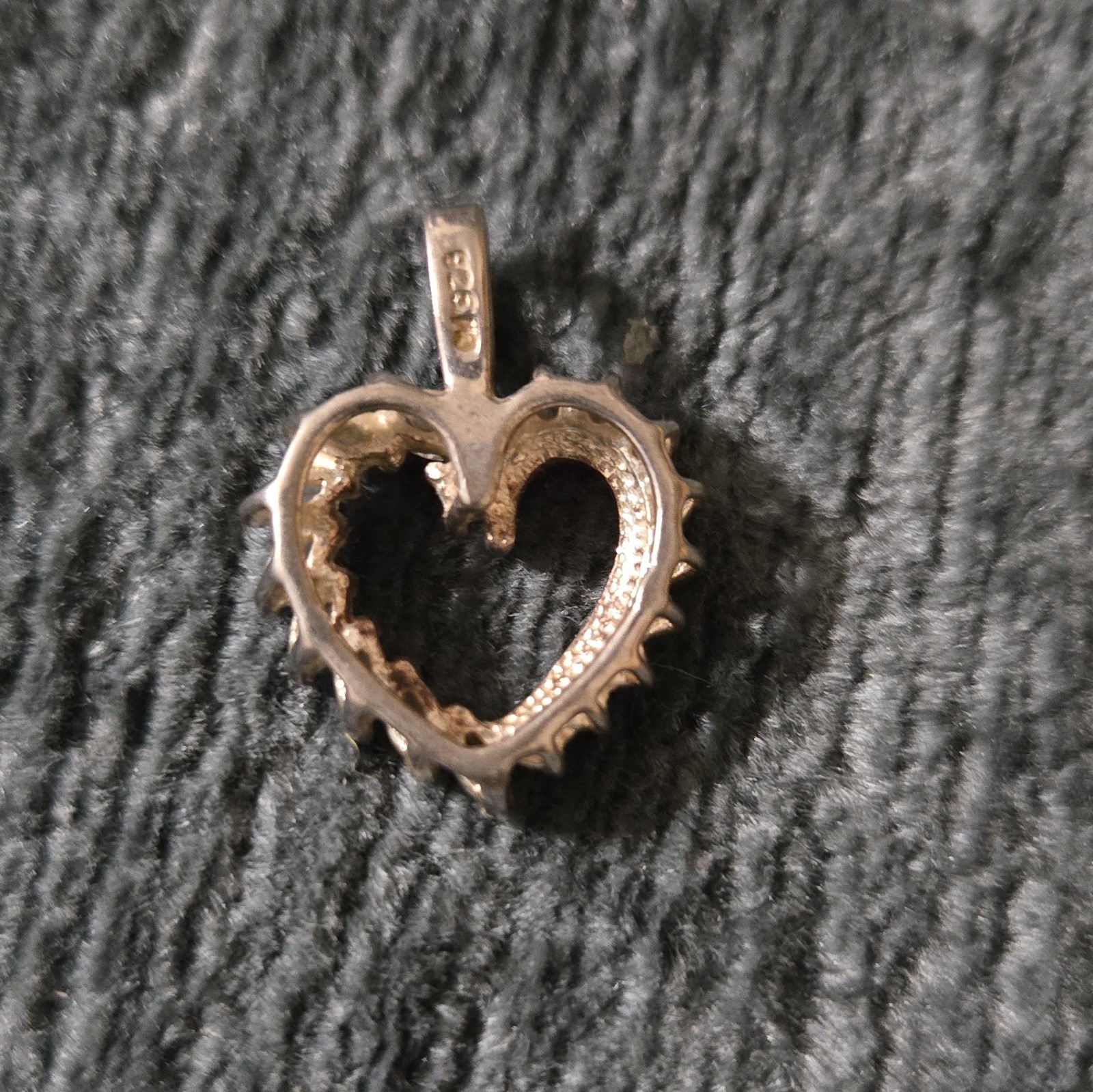 925 silver Gold Heart Charm Pendant cubic Zirconia Love White/Colorless Stone