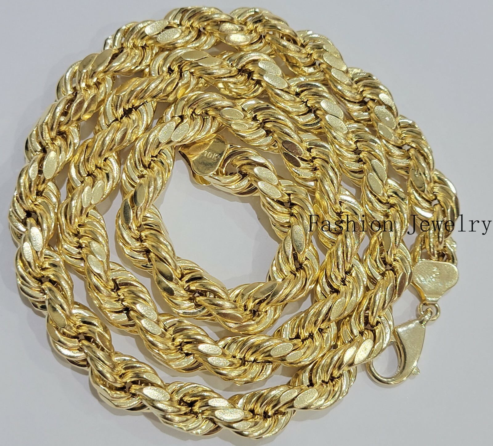 10k Real Yellow Gold Rope Chain 10mm 28 Inch Necklace diamond cut