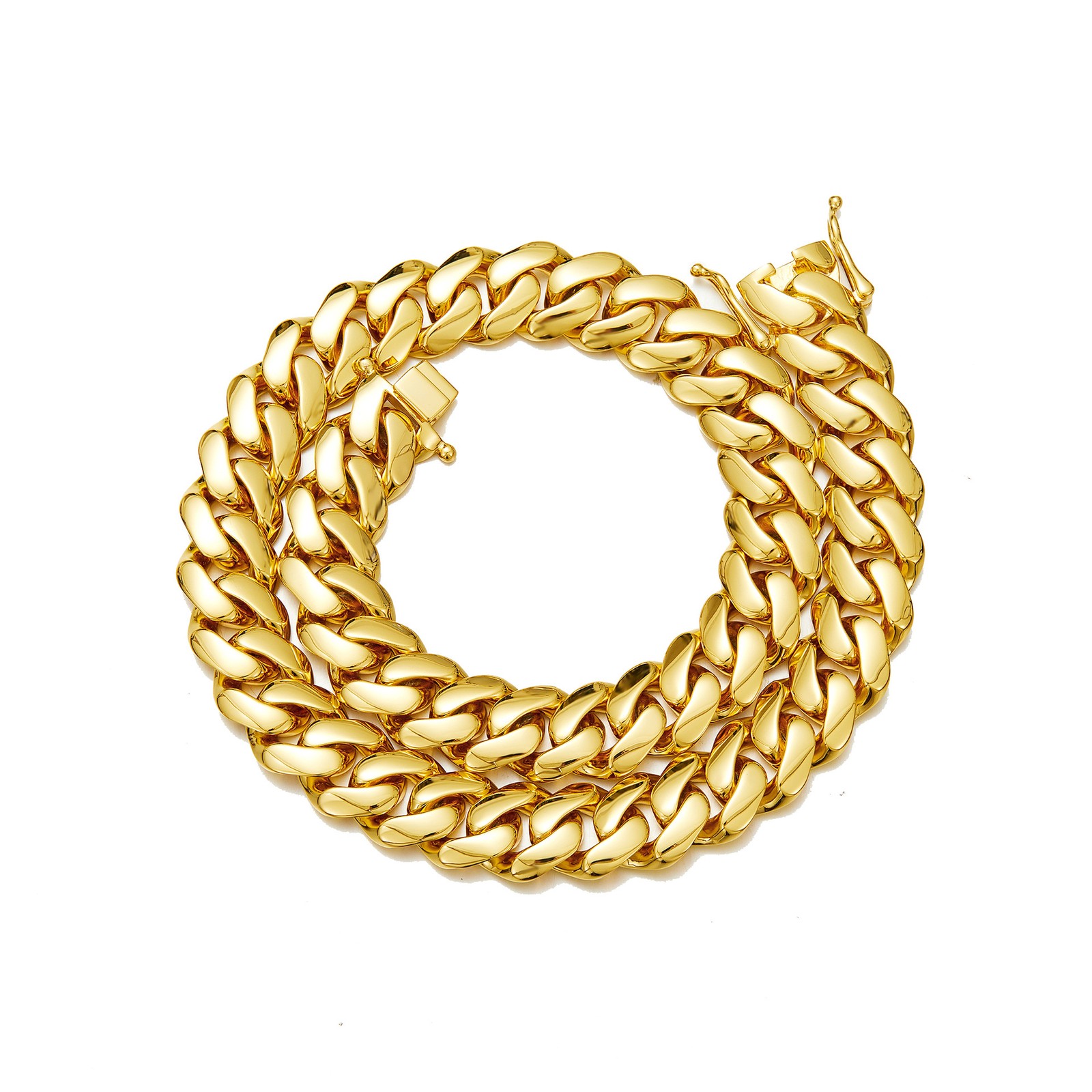 10mm-22mm Stainless Steel Miami Cuban Chain Necklace Bracelet 18K Gold Plated