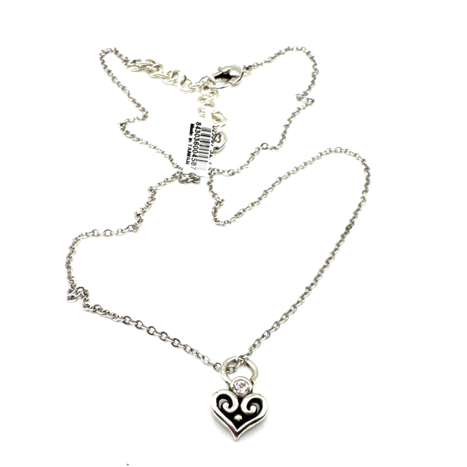 Brighton Alcazar Heart Medium Crystal Center Custom Silver Necklace 18″ NWT