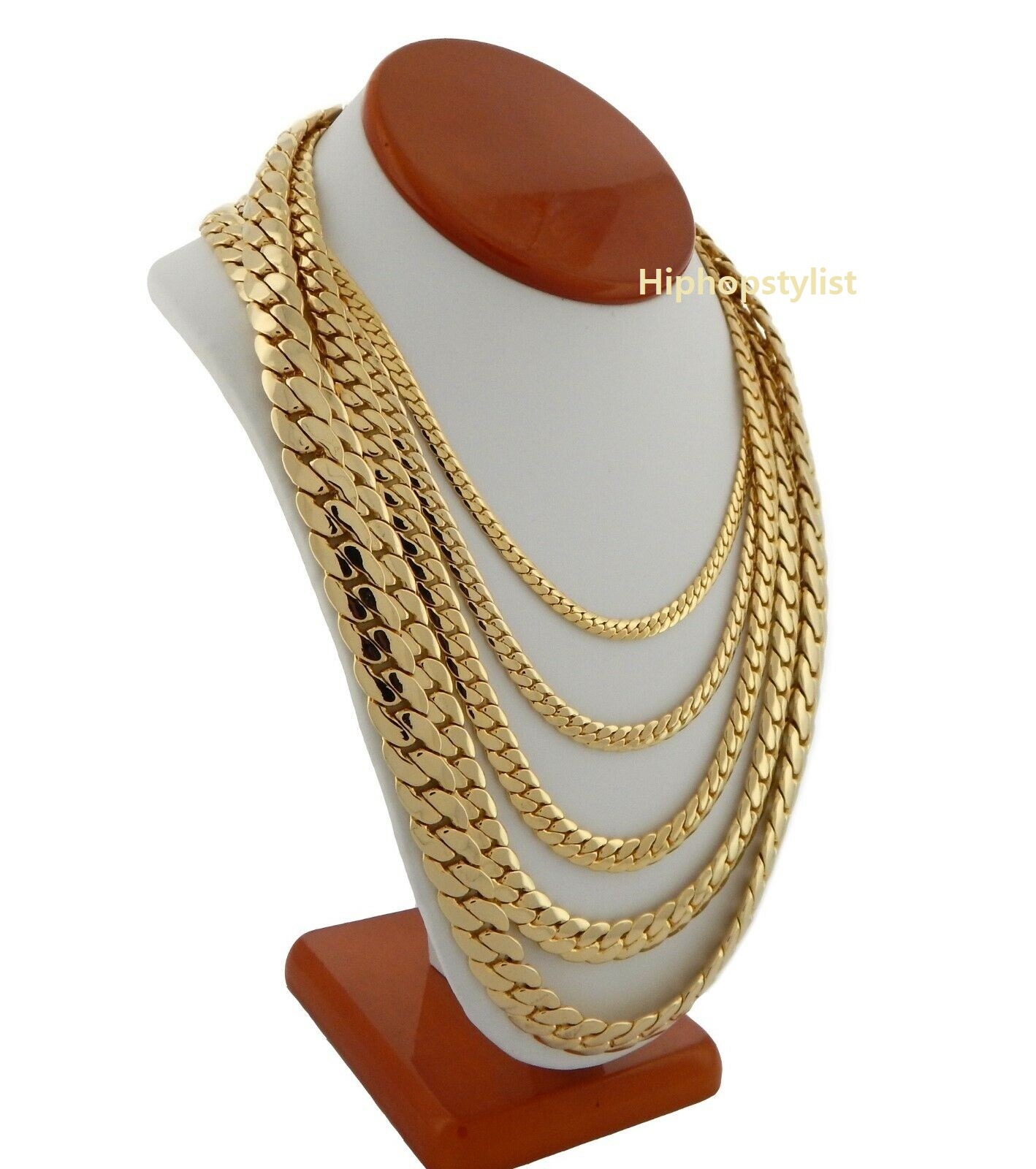 Miami Cuban link Chain Bracelet 5mm 12mm 8″ 20″ 22″ 24″ 26″ 30″ 14k Gold Plated