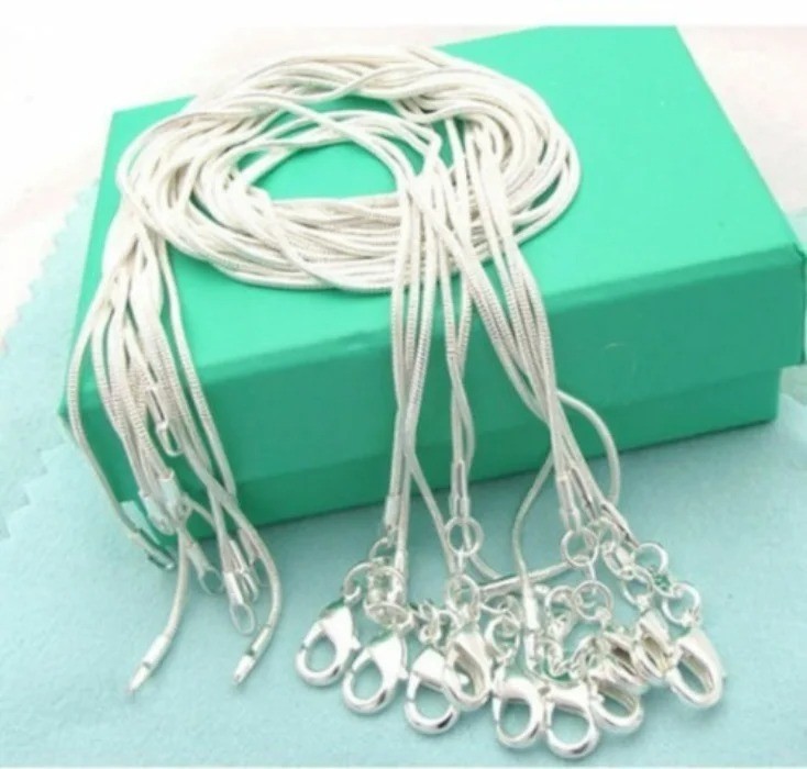 10Pcs Wholesale 925 Sterling Solid Silver Snake Chain Necklace 1MM Bulk Lot