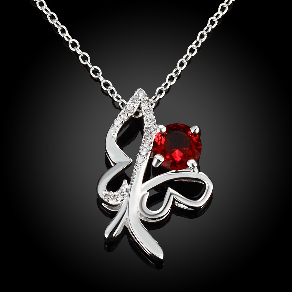 Chic 925 Sterling Silver Filled SF Flower CZ Pendant Necklace N-A780