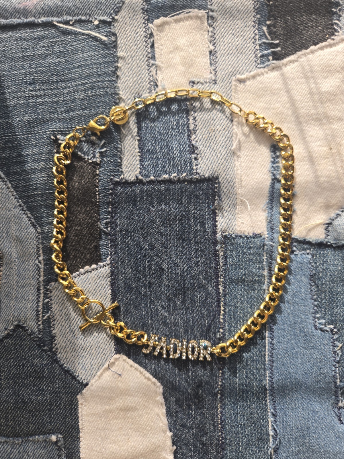 Gold Rhinestone Designer Necklace Charm