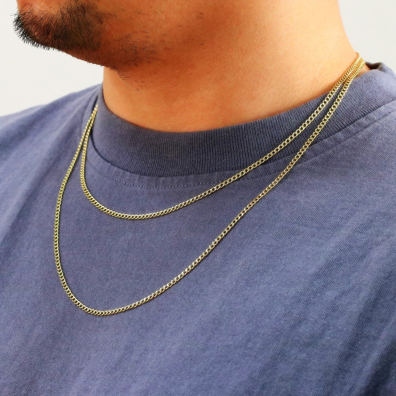 14K Yellow Gold 2.5mm Italian Cuban Curb Chain Link Necklace Mens Women 16″- 26″