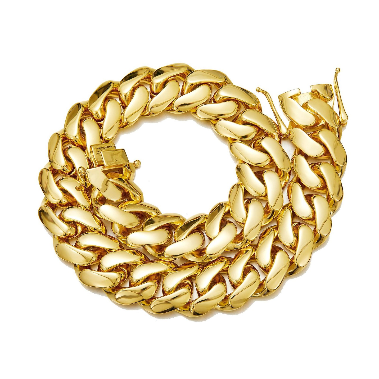 10mm-22mm Stainless Steel Miami Cuban Chain Necklace Bracelet 18K Gold Plated