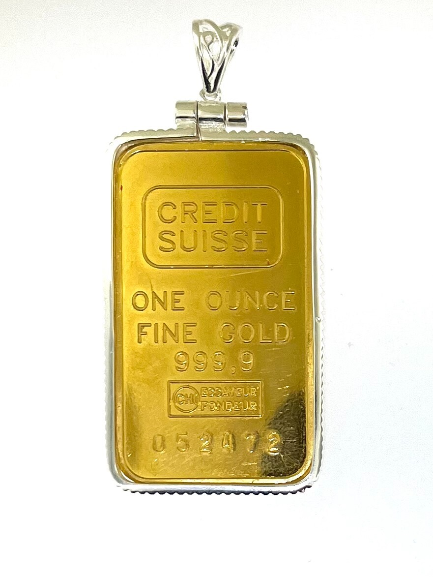 Sterling silver screw top Bezel frame For 1 oz ounce Credit Suisse Gold Bar