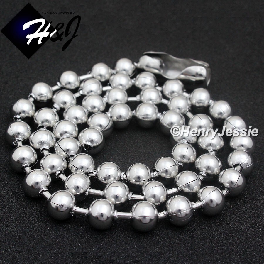 24″MEN’s Stainless Steel 8mm Silver Ball Beads Link Chain Necklace*N168