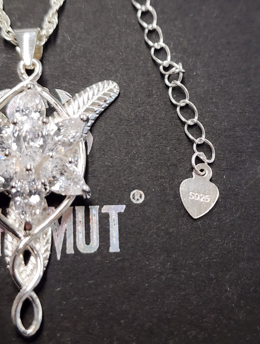 Bahamut Sterling Silver Arwen Evenstar Pendant 1.5″ Necklace 18″+2″