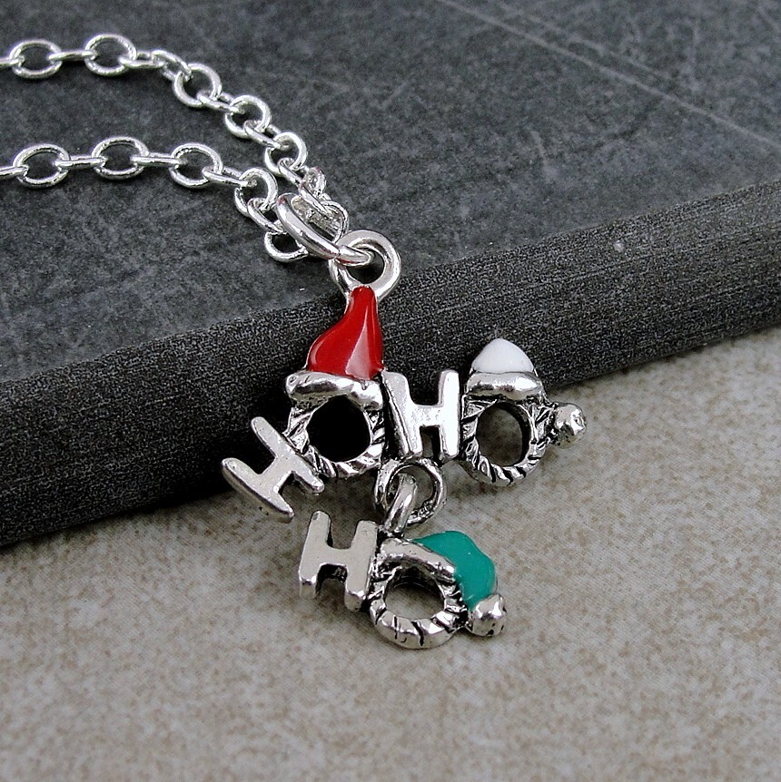 Ho Ho Ho Necklace – Christmas Charm Necklace – HoHoHo Enamel Jewelry