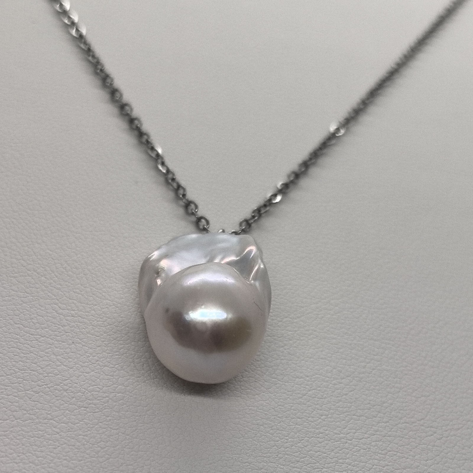 Natural 22mm Baroque Pearl Pendant Necklace Irregular Freshwater Pearl Jewelry