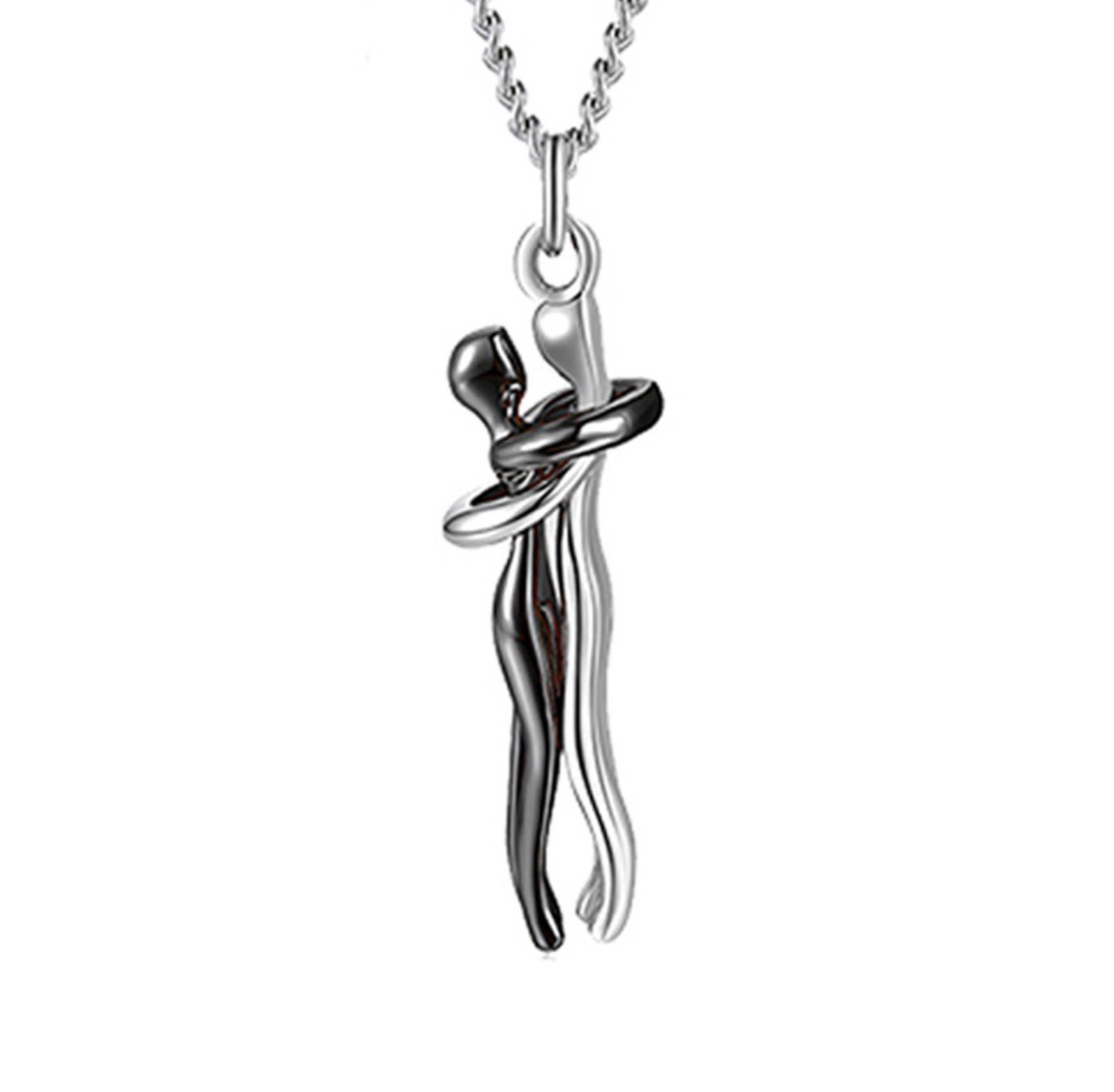 Hugging Couple Love Pendant Necklace Ball/Bead Chain Multicolor Metal No Stone
