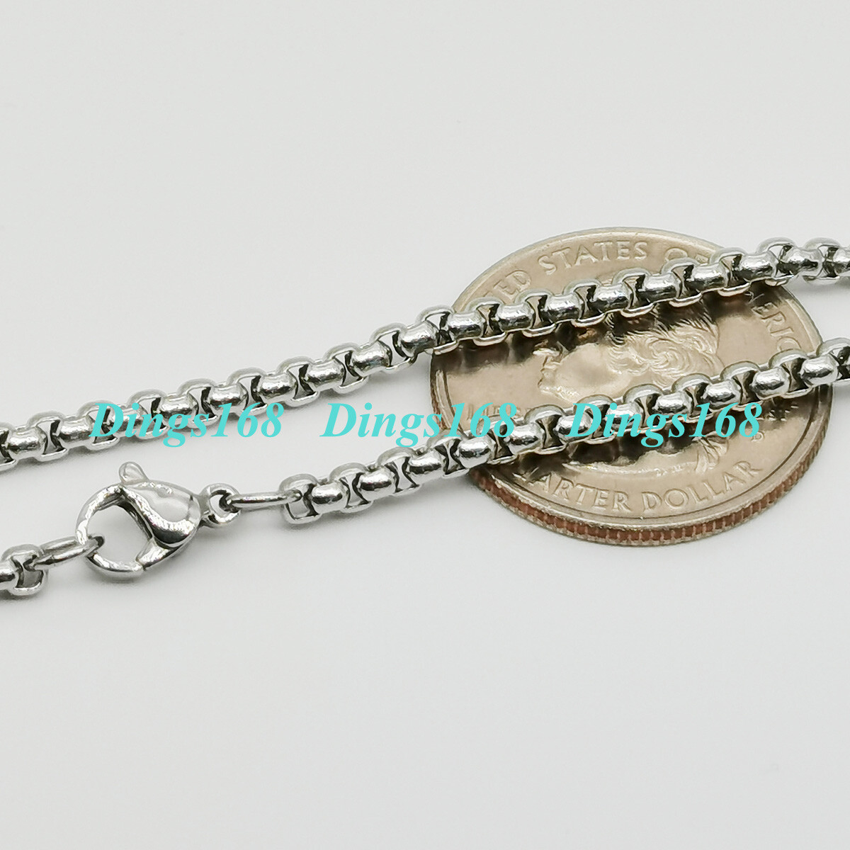 18K White Gold Filled Classic Tarnish-Free 3mm Wide Round Box Chain Necklace E5K