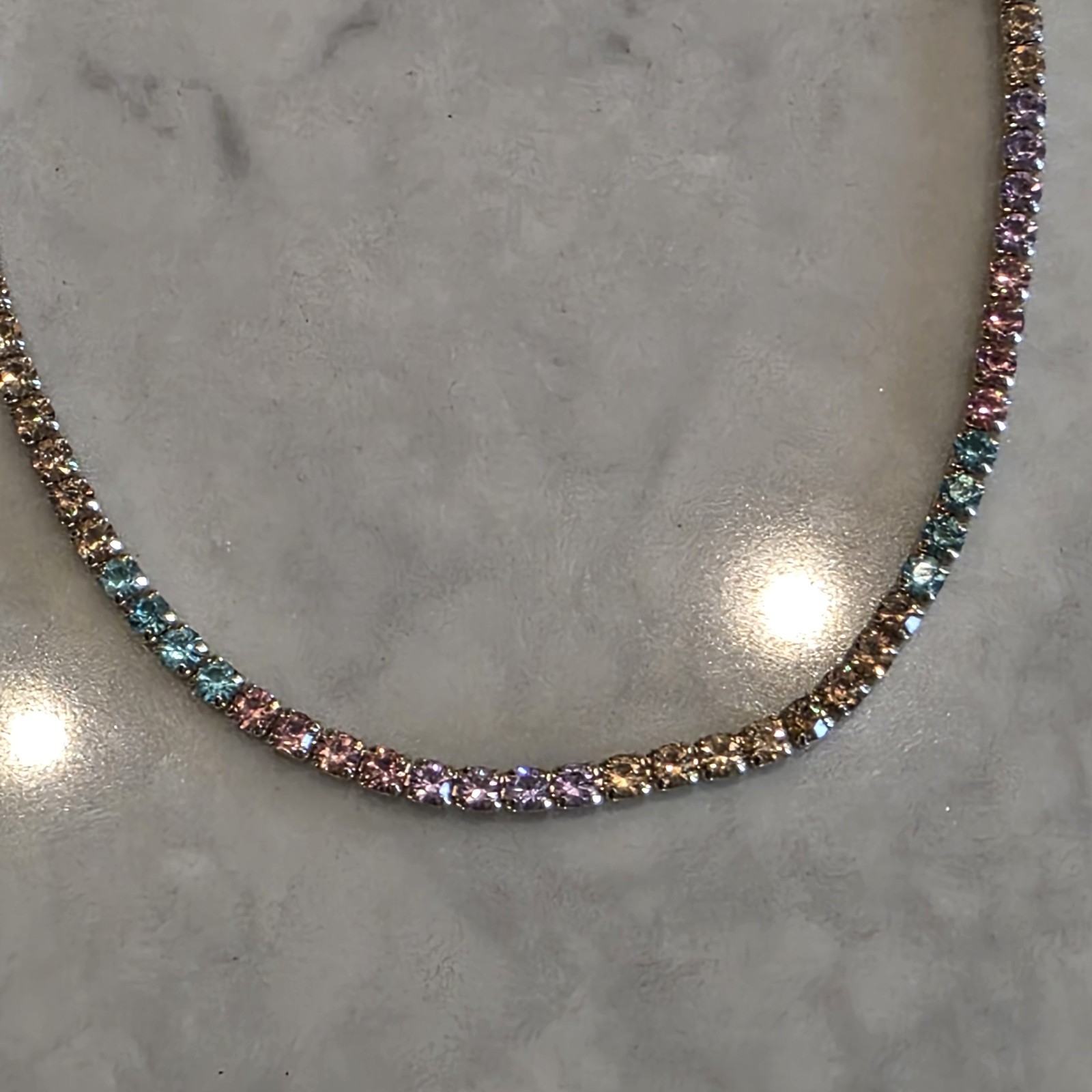 J. Crew Rainbow Crystal Rhinestone Tennis Choker Necklace