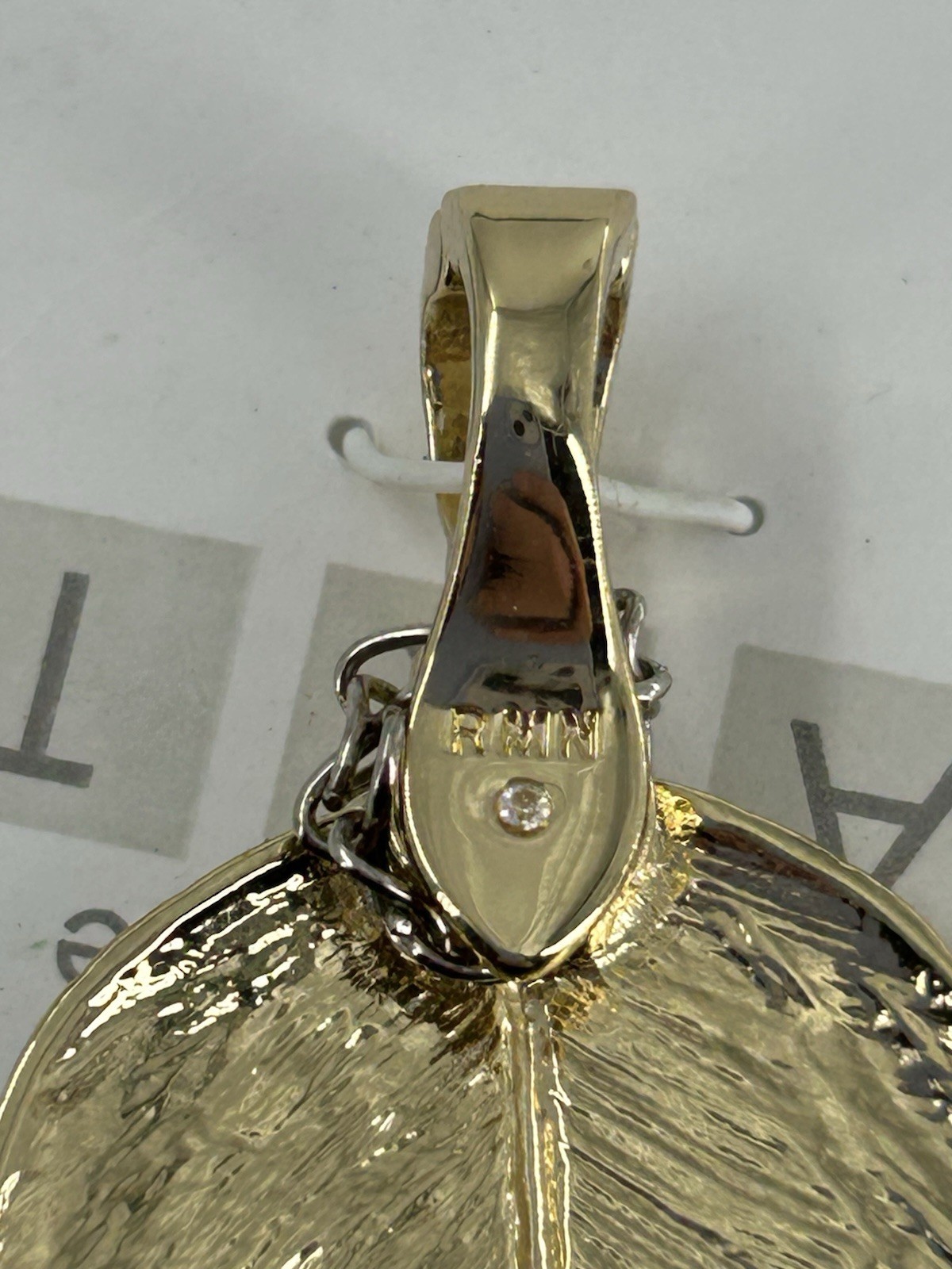 Roman Wearable Art Pendant Green Glitter Enamel Gold Tone 3 Inch