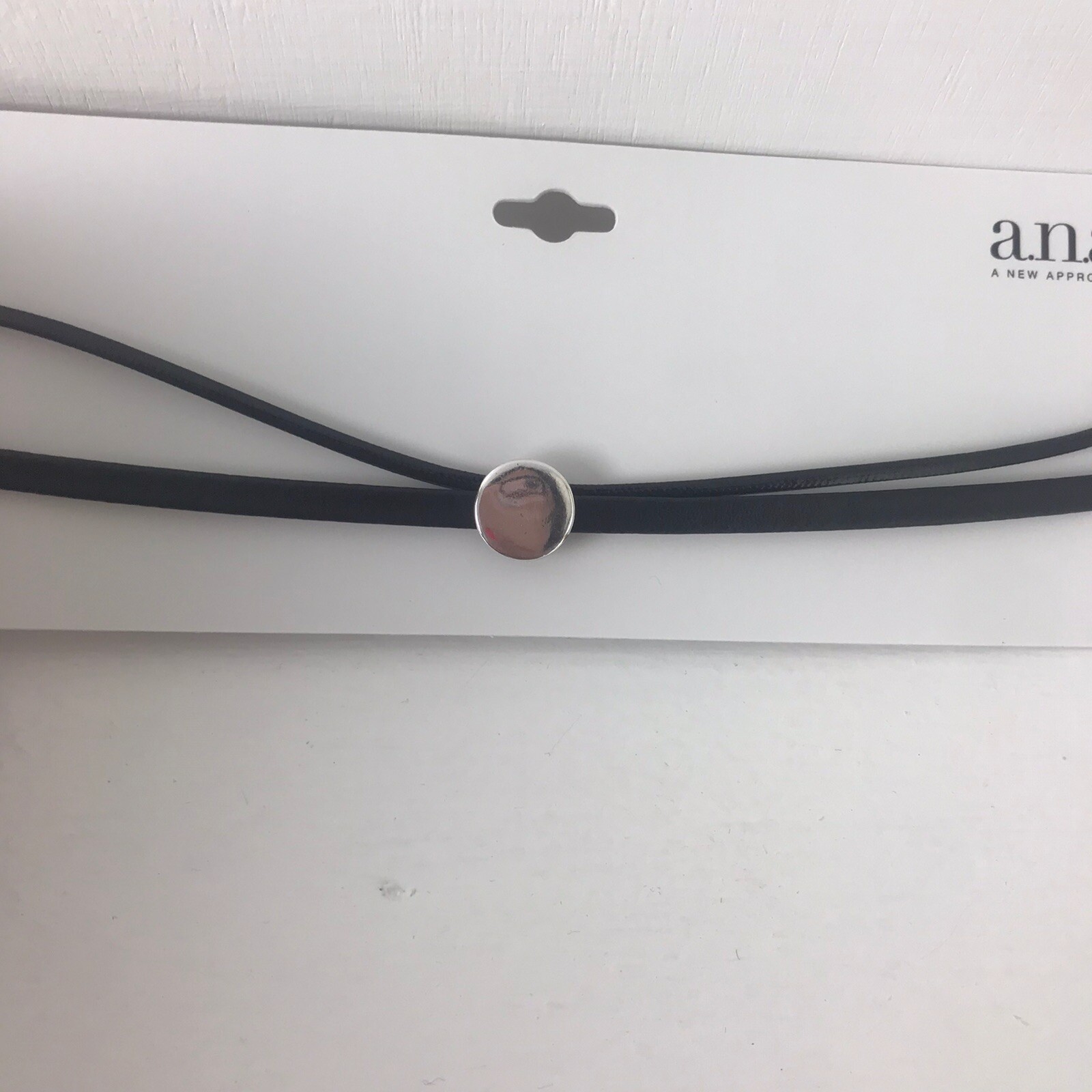 a.n.a new approach Set Of 2 Chokers Gold Tone Dime Style. Black Cord Style