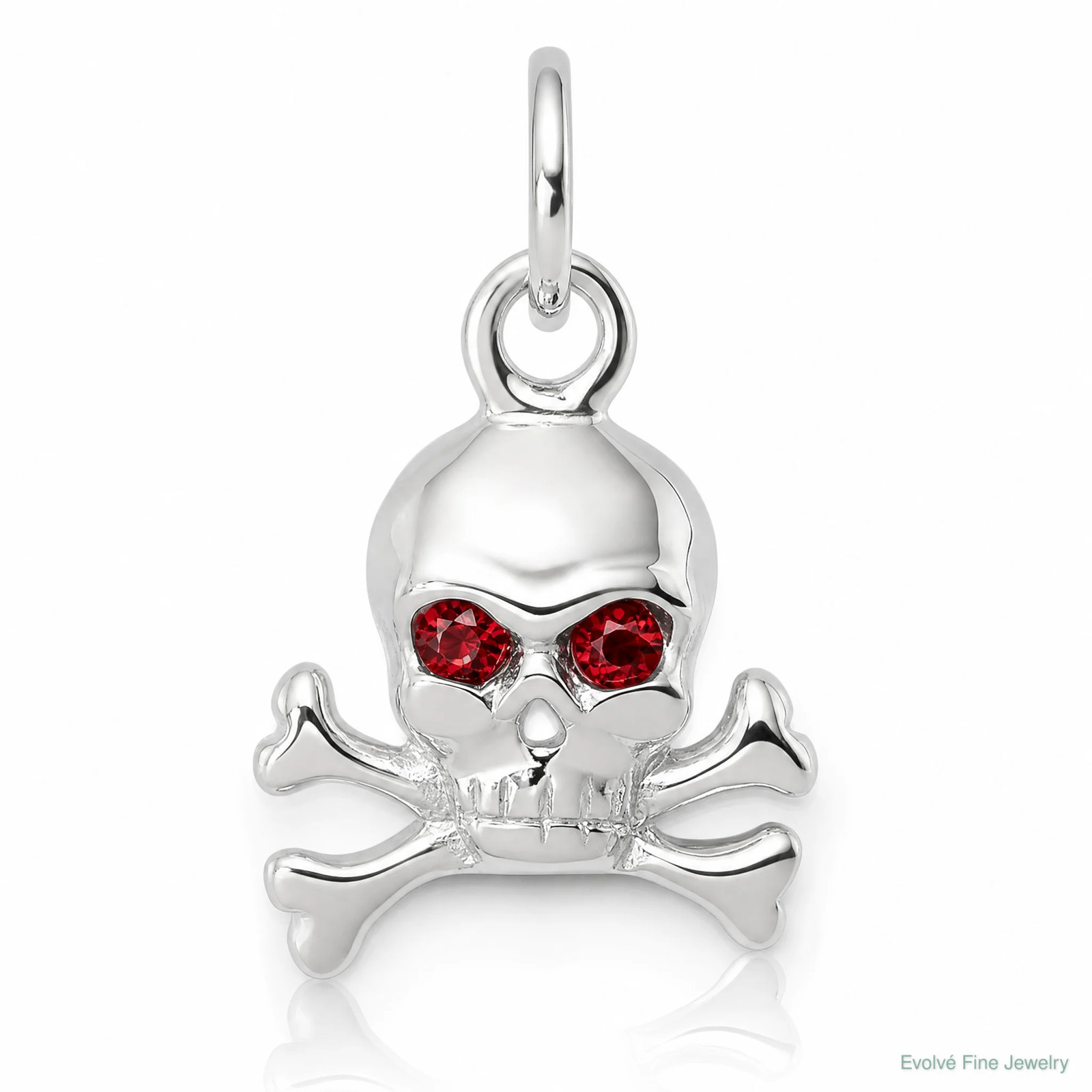 Sterling Silver Red CZ Skull Charm