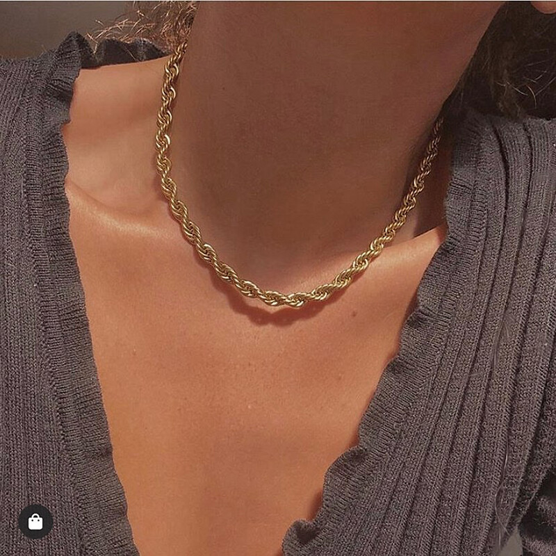 16/18/20/22/24″ Men Women Necklace Twist Rope Chain Link Stainless Steel Jewelry