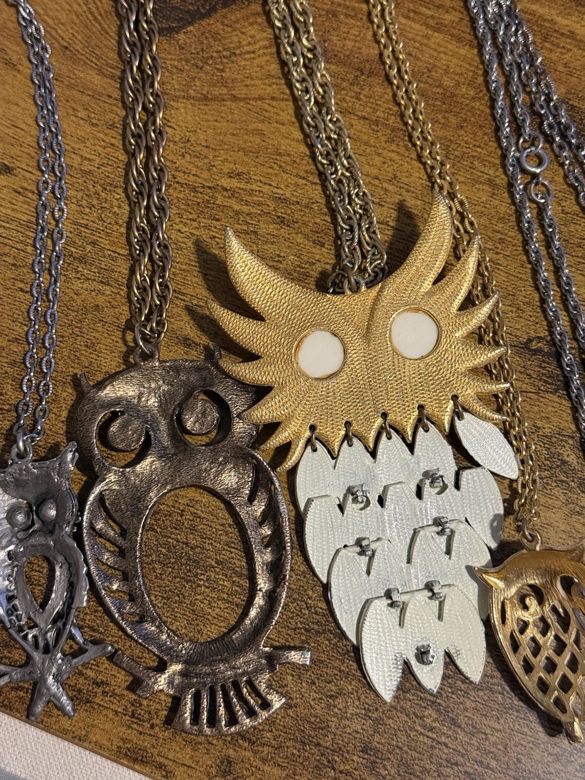 Vintage 1970s Owl Necklace Lot (11) Boho Retro Statement pieces