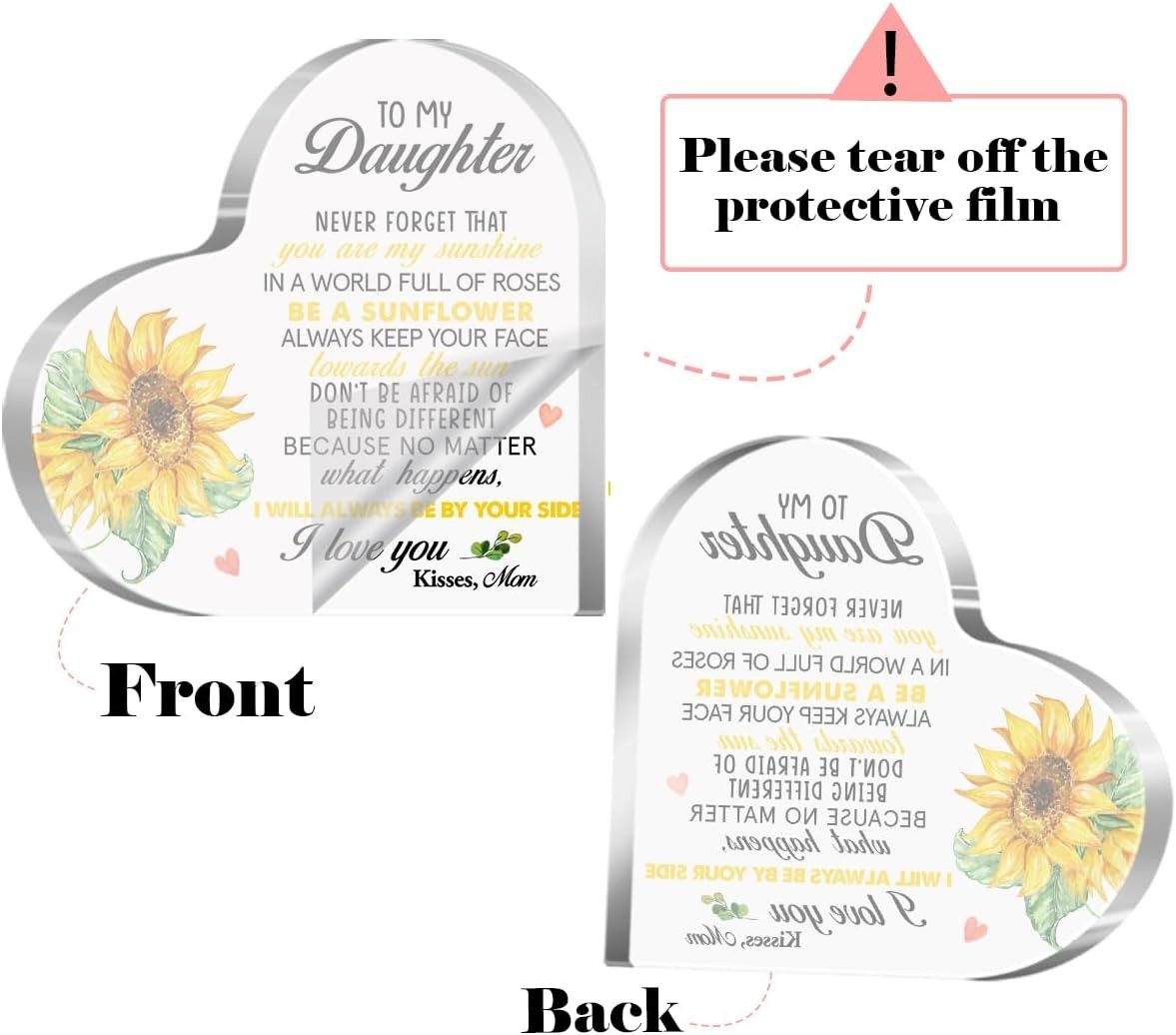 Meaningful Acrylic Heart Plaque – Perfect Gift for Daughters’ Birthdays and More