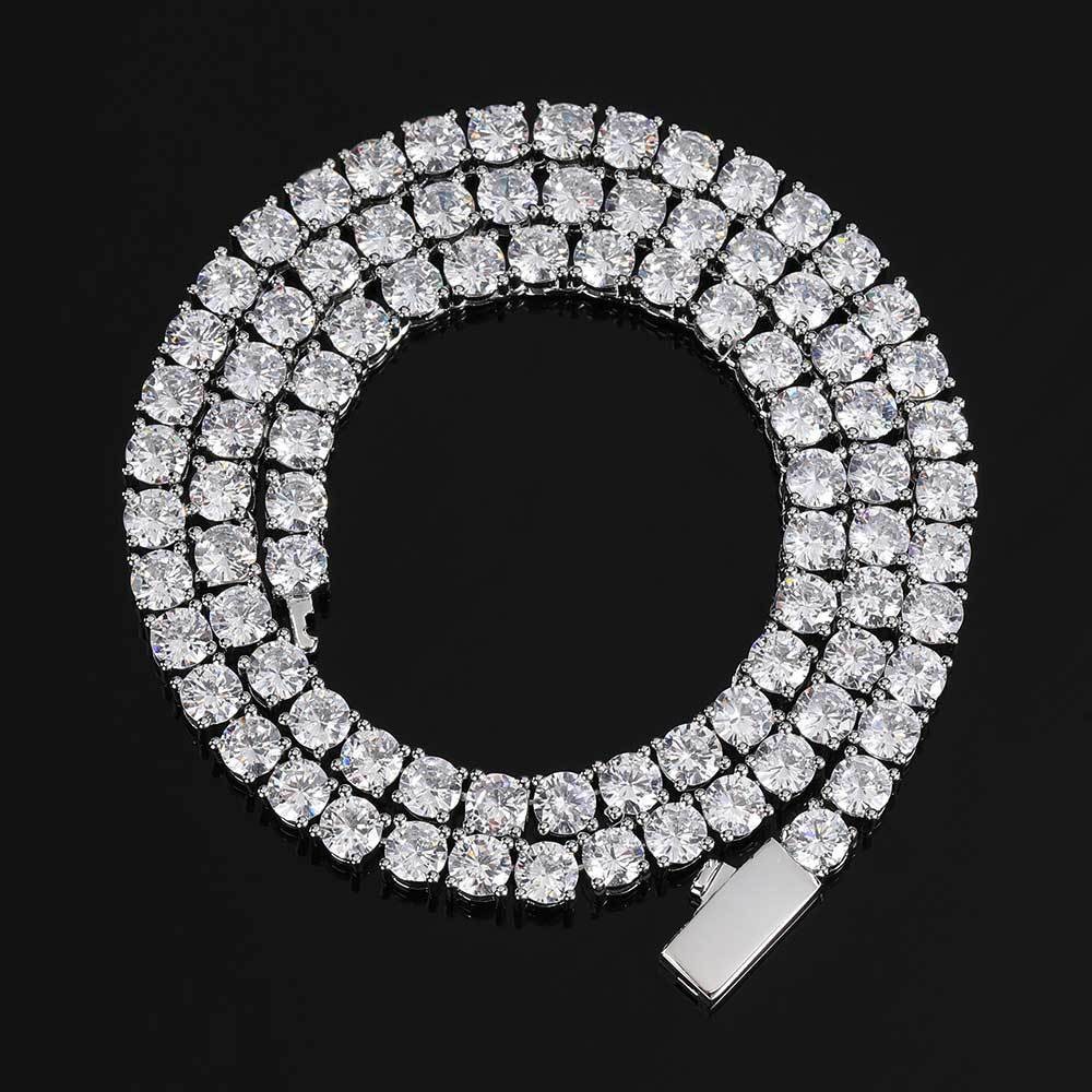 Hip Hop Tennis Chain Necklace 18K Real Gold Plated Full 5A Zircon Spring Clasp