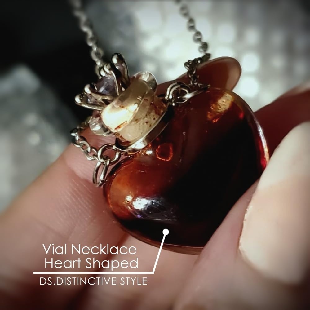 Heart Shaped Vial Necklace Glass Perfume Bottle Pendant Memorial Keepsake USANew