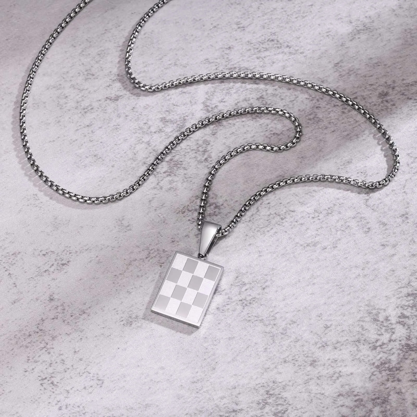 Men Stainless Steel Military Dog Tag Pendant Necklace Box Chain Jewelry Gift New