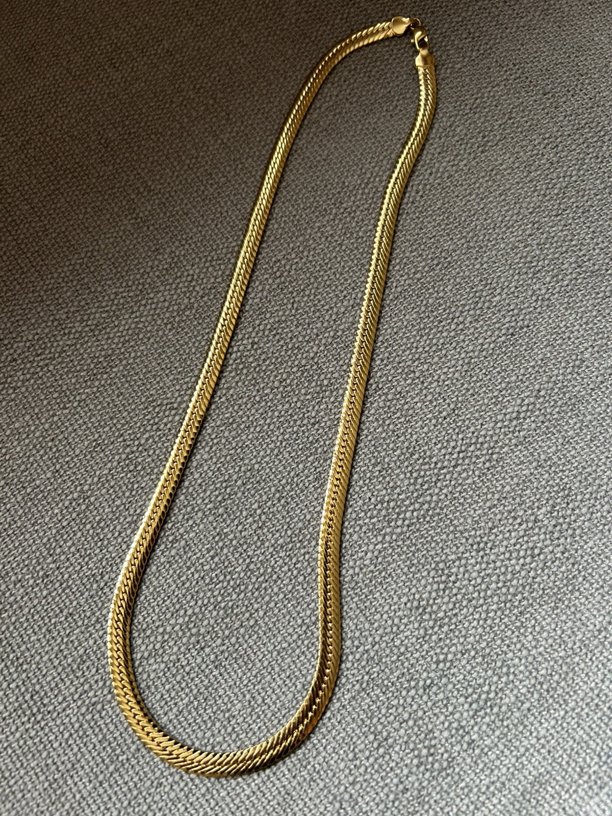 Vintage 24” Herringbone Chain Necklace Gold Tone Wide 6 mm Unisex