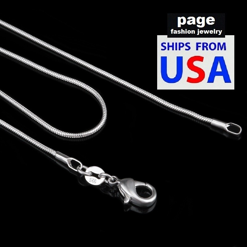 USA Seller- 925 Sterling Silver 1mm Snake Chain 18″ 20″ 22″ 24″ Necklace Jewelry