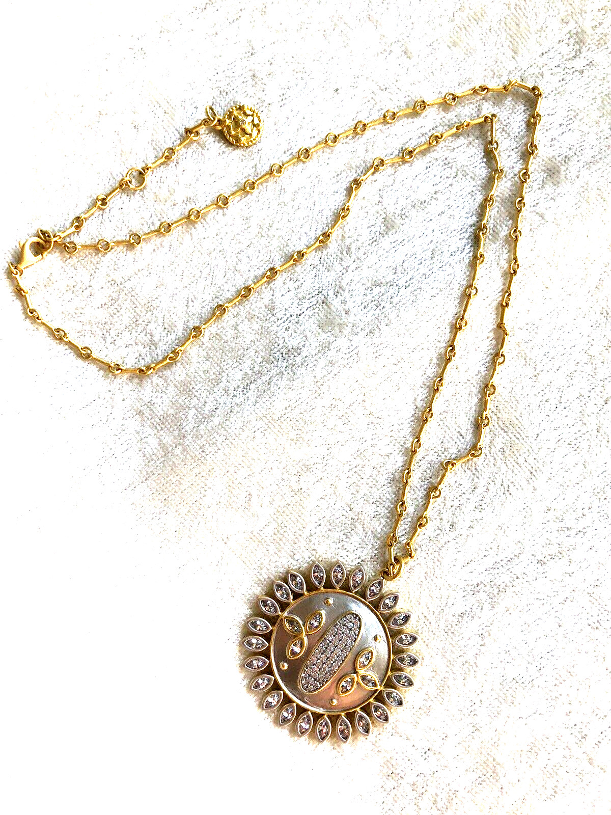 FREIDA ROTHMAN STERLING SILVER & 14K GOLD PLTD CUBIC ZIRCONIA NECKLACE (M5075-62