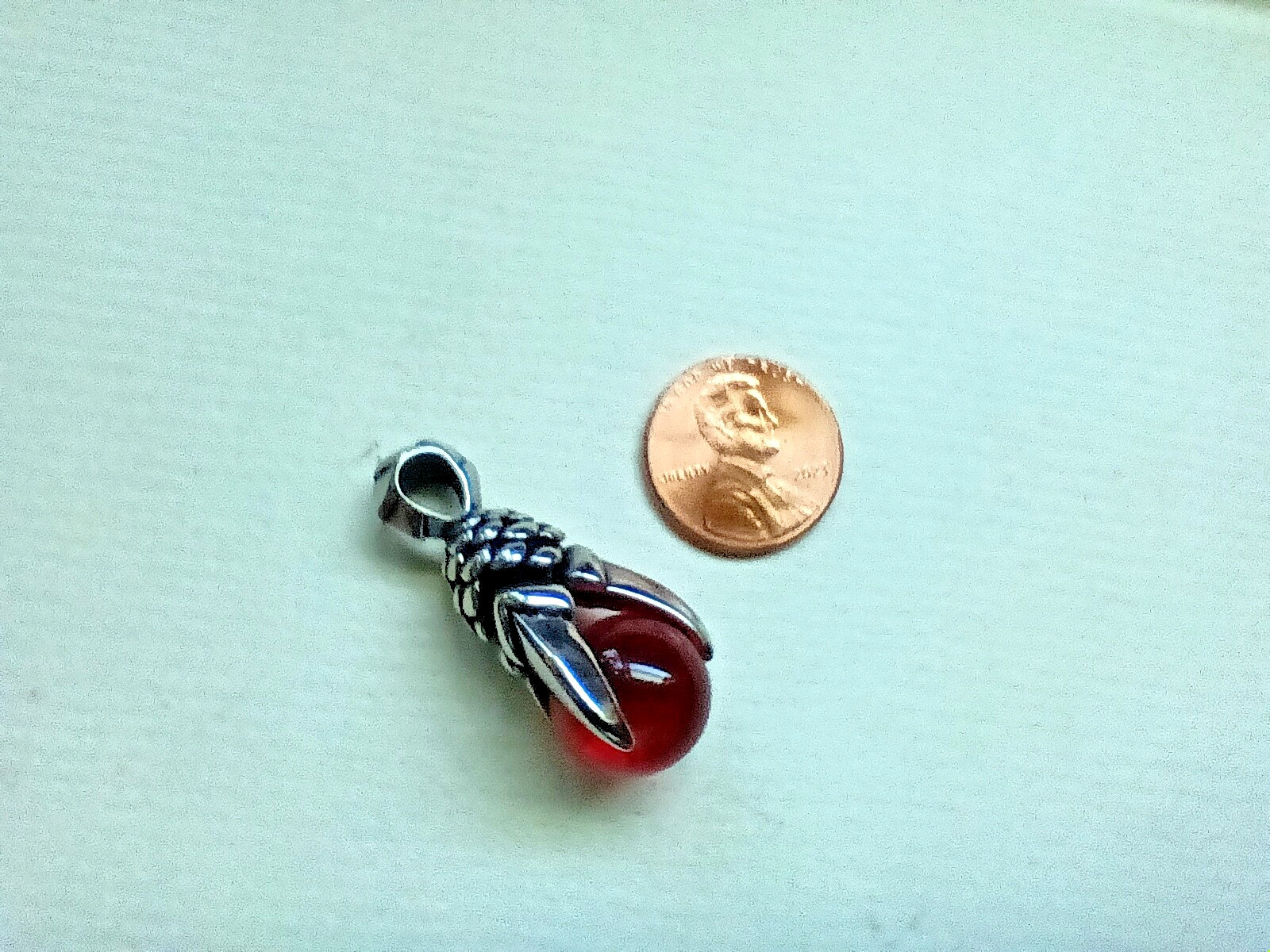 Stainless and Italian Glass Dragon Claw Tribal Style Pendant 36mm x 15mm A-3